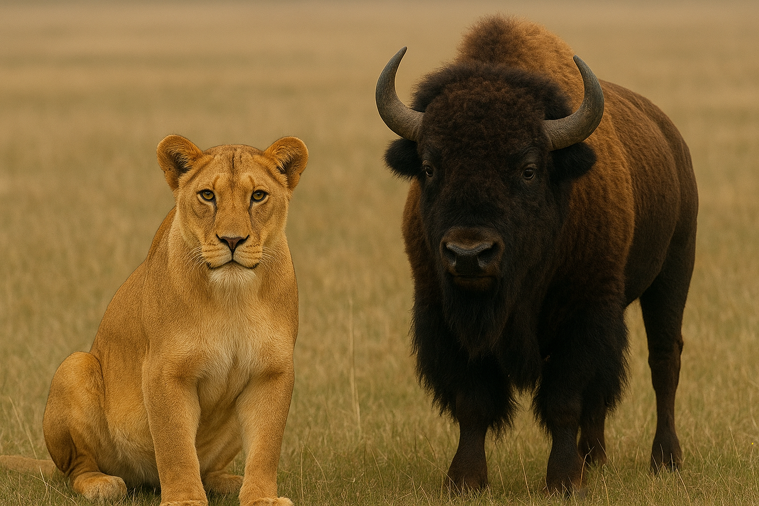 Bison and Lioness: A Journey from Fear to Strength